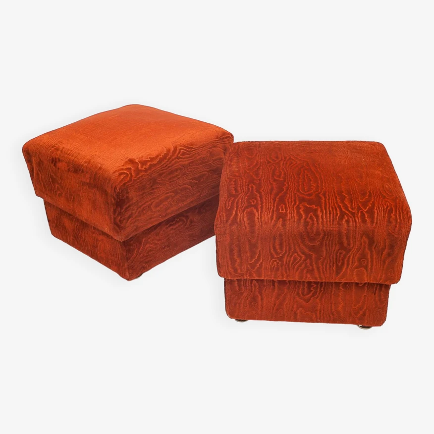 Pair Of Velvet Ottomans 3 Pair Of Velvet Ottomans - Image 3