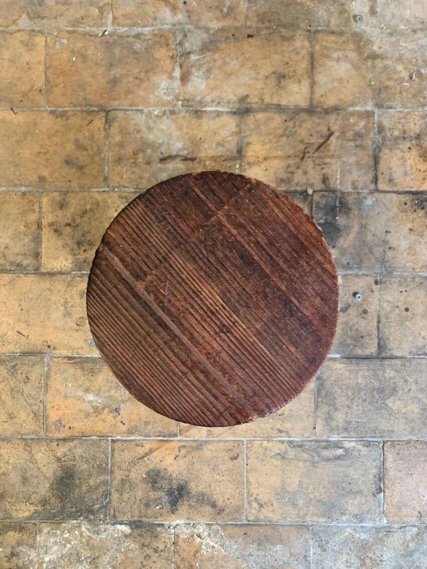 Brutalist Oak Stool, France, 20th Century 8 Brutalist Oak Stool, France, 20th Century - Image 8