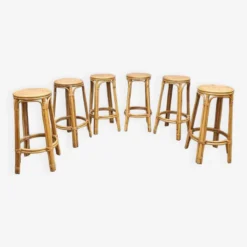 Vintage Bamboo Barstools Stool 'Boho'