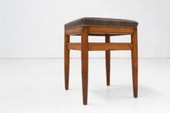 Art Deco Wooden Stool With Leather Top, Belgium Ca. 1920 -Cozy Seats Store 0705144e f64e 40d0 997d 2c9379e53fdf