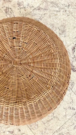 Vintage Rattan Pouf 80s