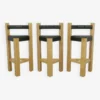3x Rare Postmodern Bar Stool In Leather, 1990s