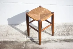 Vintage French Stool From The 50s, Wood And Straw Stool, Straw Stool, Extra Seat, -Cozy Seats Store 078bc32e f020 4e70 b92d e925c56c06a6