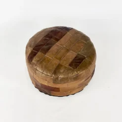 Vintage Leather Patchwork Pouf, 1970