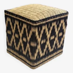 Moroccan Pouf Cube Seat In Graphic Ikat Wicker Dark Green Forest Fir 11 Moroccan Pouf Cube Seat In Graphic Ikat Wicker Dark Green Forest Fir -Cozy Seats Store 0c36e6cb e1f0 49cf a383 d11f5ba71fa3