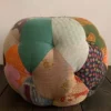 Magnificent Pouf Upholstered In Old Sari