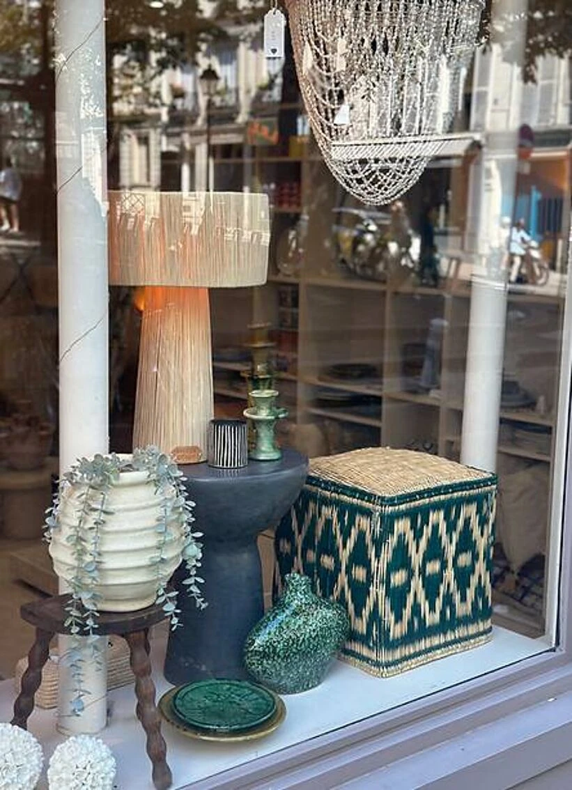 Moroccan Pouf Cube Seat In Graphic Ikat Wicker Dark Green Forest Fir 2 Moroccan Pouf Cube Seat In Graphic Ikat Wicker Dark Green Forest Fir - Image 2