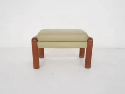 Leather And Teak Ottoman By Sven Ellekaer For Komfort, Denmark 1960s