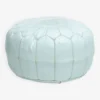Moroccan Leather Pouf, Moroccan Ottoman Pouf, White Moroccan Pouf, Vintage
