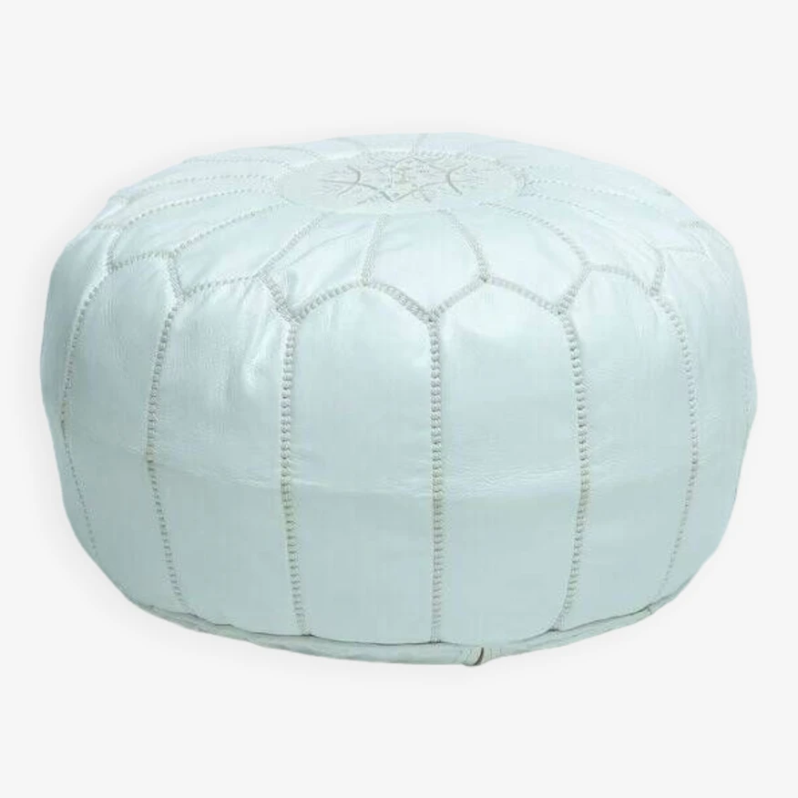 Moroccan Leather Pouf, Moroccan Ottoman Pouf, White Moroccan Pouf, Vintage 1 Moroccan Leather Pouf, Moroccan Ottoman Pouf, White Moroccan Pouf, Vintage