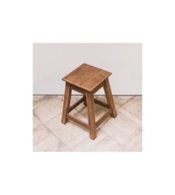 Vintage Wooden Stool Square Seat