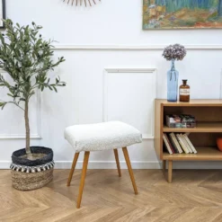 Vintage White Ottoman