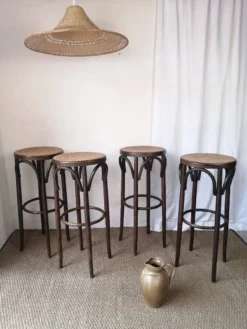 Set Of 4 High Bistro Stools In Curved Wood And Canework. 25 Set Of 4 High Bistro Stools In Curved Wood And Canework. -Cozy Seats Store 20ce8e33 038f 4db0 b601 c067e93af098