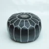 Moroccan Leather Pouf, Moroccan Ottoman Pouf, Moroccan Pouf Black, Vintage