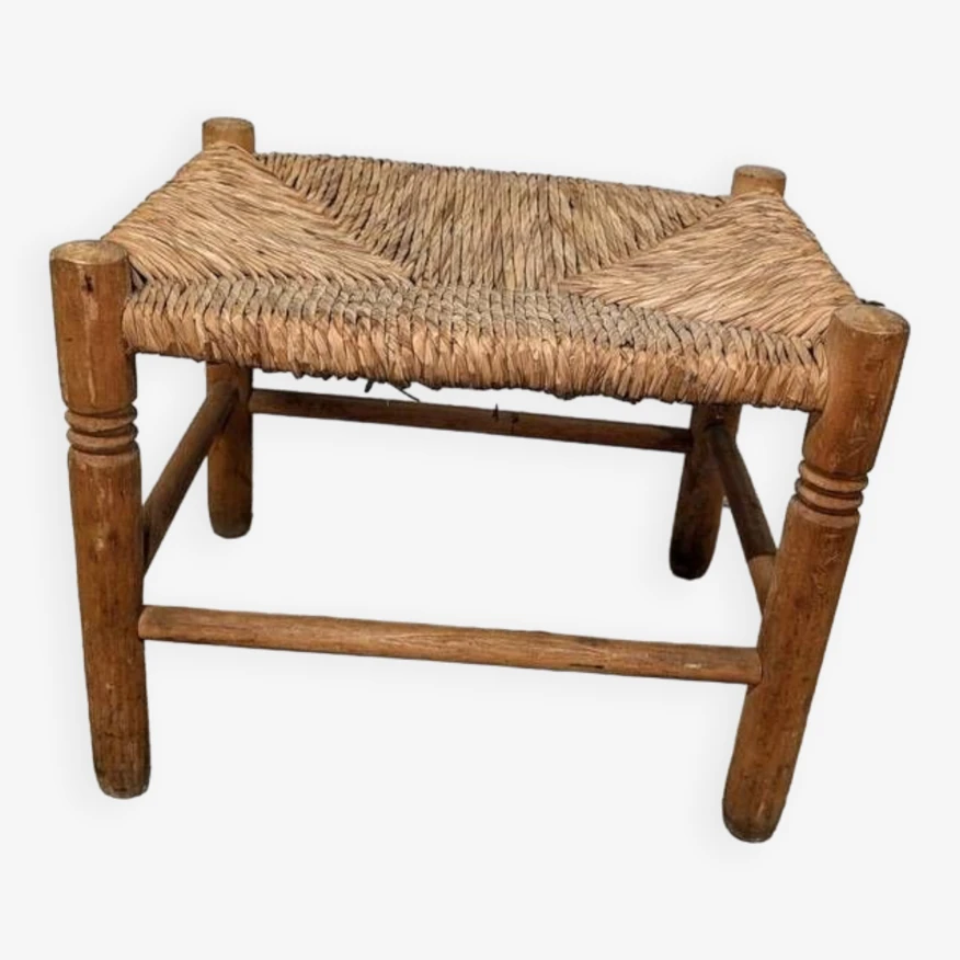Wood And Straw Foot Stool 2 Wood And Straw Foot Stool - Image 2