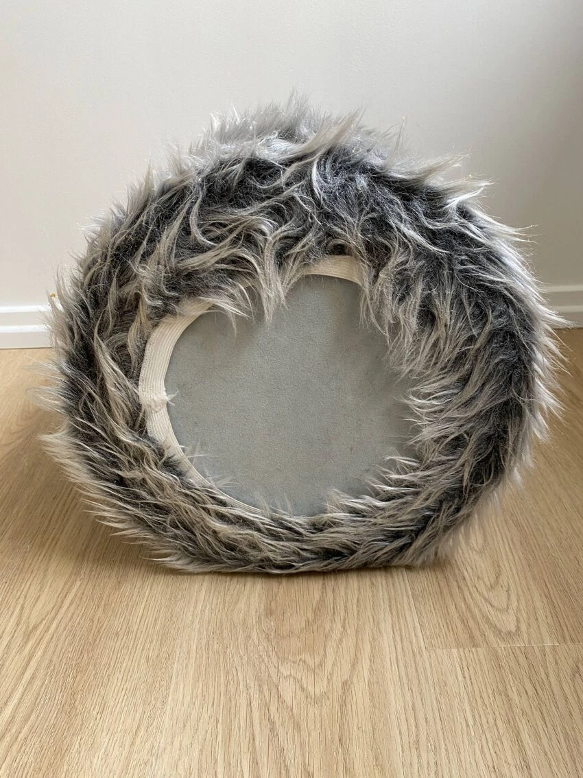 Vintage Pouf In The Style Of Pelfran, Gray Long-haired Synthetic Fur 8 Vintage Pouf In The Style Of Pelfran, Gray Long-haired Synthetic Fur - Image 8