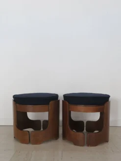 Italian Midcentury Walnut And Fabric Stools 1950s -Cozy Seats Store 25a7a8e2 69e6 488d 92ac 355cedfafe13