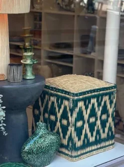 Moroccan Pouf Cube Seat In Graphic Ikat Wicker Dark Green Forest Fir 8 Moroccan Pouf Cube Seat In Graphic Ikat Wicker Dark Green Forest Fir -Cozy Seats Store 2b6ba871 a716 4715 8991 aa4b1c5b9f5a