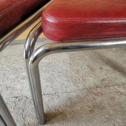 Set Of 2 Vintage Chrome And Leather Poufs -Cozy Seats Store 2d6a89d3 5f13 4ea6 b282 a7e53709bb30