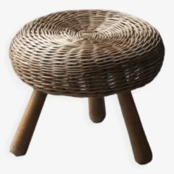 Wicker Tripod Stool By Tony Paul, 1950s, USA -Cozy Seats Store 2de8756d ba24 40ae 86ff 8f6598b041a7