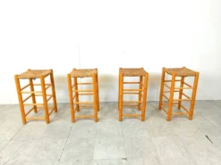 Vintage Wicker Bar Stools - Set Of 4, 1960s -Cozy Seats Store 2dee78f9 ac20 4995 9206 3a7f06b82cb8