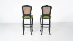 Contemporary Pair Of Bar Stools Louis XV Style, Green Fabric, Belgium -Cozy Seats Store 3268c52a beb0 4fbd adff 7a4784a5ab35