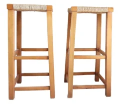 2 High Bar Stools With Straw And Solid Oak Wood Seat -Cozy Seats Store 339455f2 bc60 4017 b313 b2c597f81b50