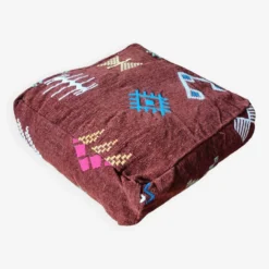 Brown Berber Pouf With Bohemian Patterns -Cozy Seats Store 33f54edd b209 4809 9508 3f484e79ce2d