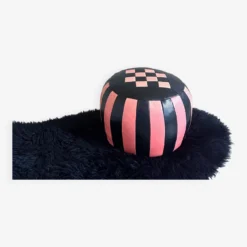 Mid Century Pouf, Cushion Leather, Black Pink -Cozy Seats Store 3526dd9f 48b0 494b ad80 1051aa4a77cb