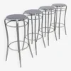 4x Bar Stool In Chrome & Wood, 1980s