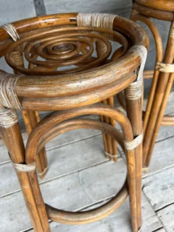 Vintage Bamboo Rattan Stool