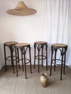 Set Of 4 High Bistro Stools In Curved Wood And Canework. 21 Set Of 4 High Bistro Stools In Curved Wood And Canework. -Cozy Seats Store 3a93f0f3 c75d 46f0 8630 bc87e38759cc