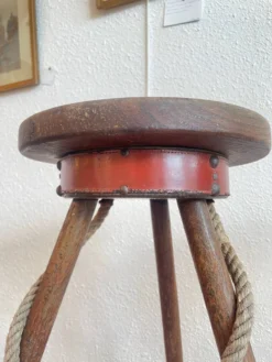 Pair Of Bar Stools, Wood And Leather, Circa 1950 -Cozy Seats Store 3c504362 4e69 4029 bdcb f36ac4dec17e