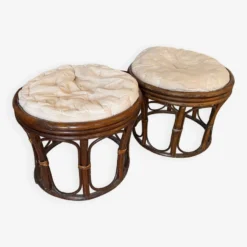 Vintage Rattan Poufs -Cozy Seats Store 3d8750e6 63f7 4a1f 8a25 2273409b2677