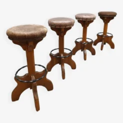 Vintage Leather Barstools 'Brutalism' -Cozy Seats Store 3d923ebc 2fd1 4800 9987 131157dfc237