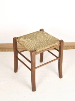 Vintage Stool, Square, In Solid Wood, Straw Seat. -Cozy Seats Store 3f48a557 af3b 4f1e 93b4 13f7d07f7687