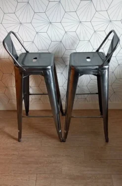 Pair Of Tolix Hpd 75 Stools – In Varnished Raw Steel. -Cozy Seats Store 4005cf0b a392 4bfa 8024 36cb4767390a