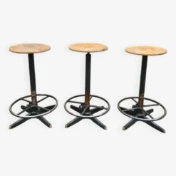 French Vintage Industrial Barstools