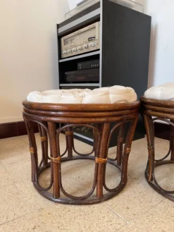 Vintage Rattan Poufs