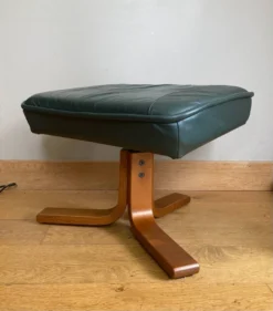 Scandinavian Footrest In Leather, 20th Century