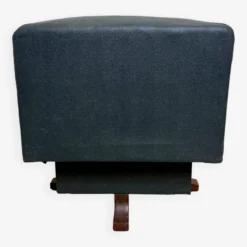 Designer Swivel Leather Stool With Teak Leg