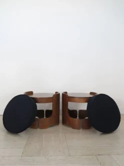 Italian Midcentury Walnut And Fabric Stools 1950s -Cozy Seats Store 4f62a0ba 863a 4dd4 9e68 1caa0d0e9bbd