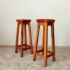 High Stool In Solid Oak From The 70s