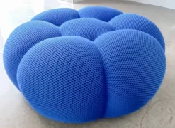 Roche-bois Blue Round Pouf -Cozy Seats Store 55b0df4d 4e07 4b4a 8fc2 023327e0247c