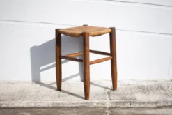 Vintage French Stool From The 50s, Wood And Straw Stool, Straw Stool, Extra Seat, -Cozy Seats Store 570eccb0 18ff 4e93 856b 61442ec69243