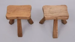 Set Rustic Stools . Solid Oak Wood . 1960s Holland -Cozy Seats Store 582a33d9 f2d0 4c82 9950 729cf64e6f31