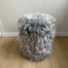 Vintage Pouf In The Style Of Pelfran, Gray Long-haired Synthetic Fur