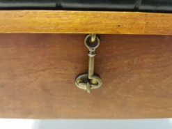 Danish-made Storage Furniture/stool In Teak Wood And Black Skai ( Faux Leather) Estimated 1960-1970s