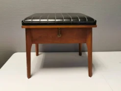 Danish-made Storage Furniture/stool In Teak Wood And Black Skai ( Faux Leather) Estimated 1960-1970s -Cozy Seats Store 5f0b7253 a666 4dfd a2b5 163ee0a4479c