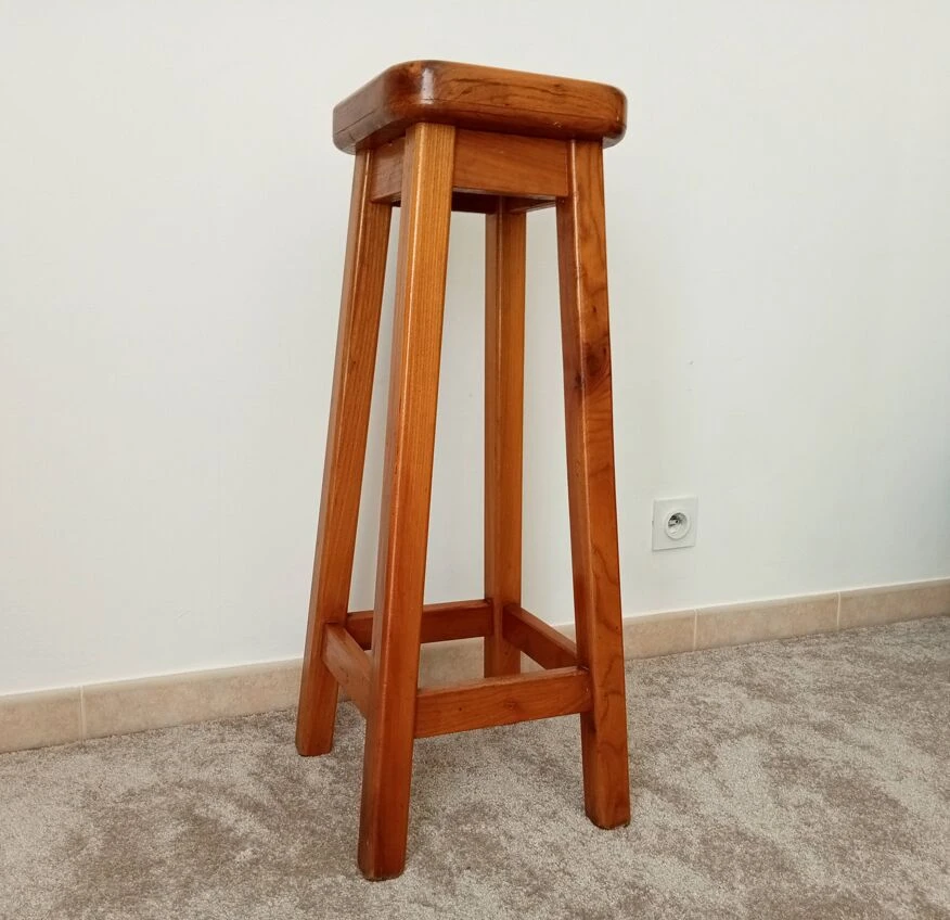 High Stool In Solid Oak From The 70s 11 High Stool In Solid Oak From The 70s - Image 11